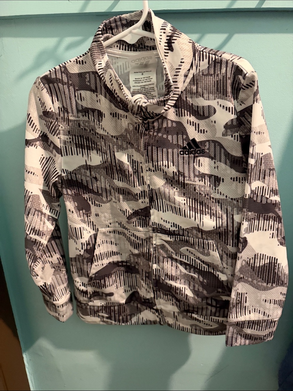 adidas Kids Black & White Camo Full-Zip Puffer Jacket